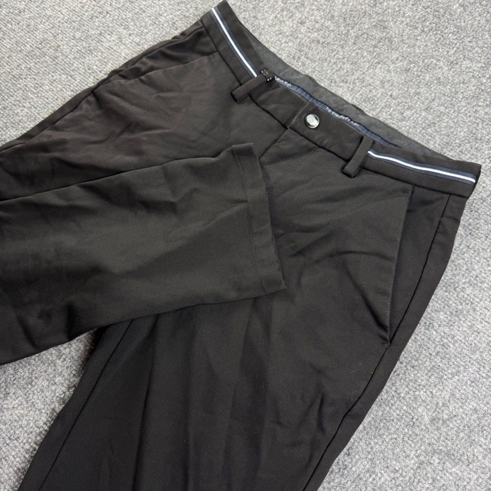 HLA Trousers 28W x27L Black Striped Waistband Flat Front Chino Pants Men's